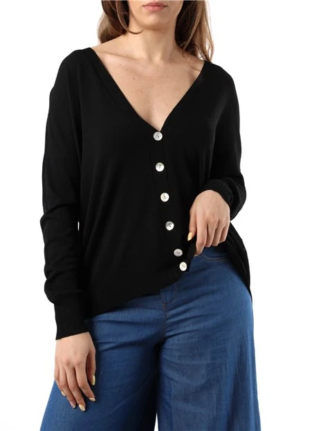 CARDIGAN IN MAGLIA CON BOTTONI DONNA NERO