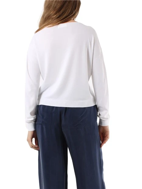 MAGLIA SCOLLO A BARCA DONNA BIANCO