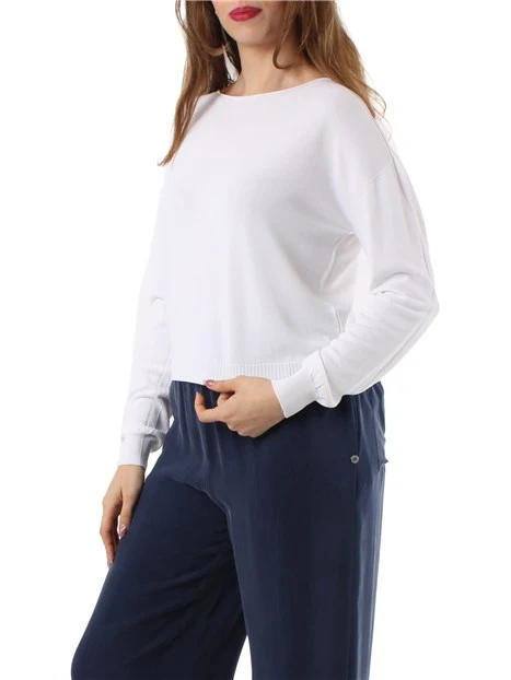 MAGLIA SCOLLO A BARCA DONNA BIANCO