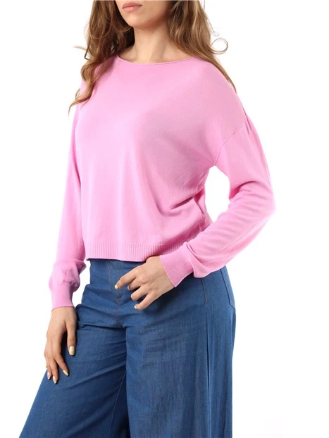 MAGLIA CON SCOLLO A BARCA DONNA ROSA