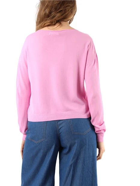 MAGLIA CON SCOLLO A BARCA DONNA ROSA