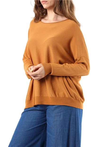 MAGLIA OVER CON SCOLLO A BARCA DONNA BEIGE