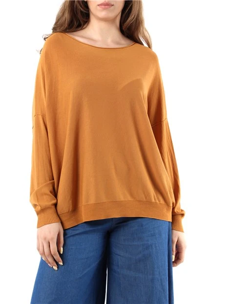 MAGLIA OVER CON SCOLLO A BARCA DONNA BEIGE