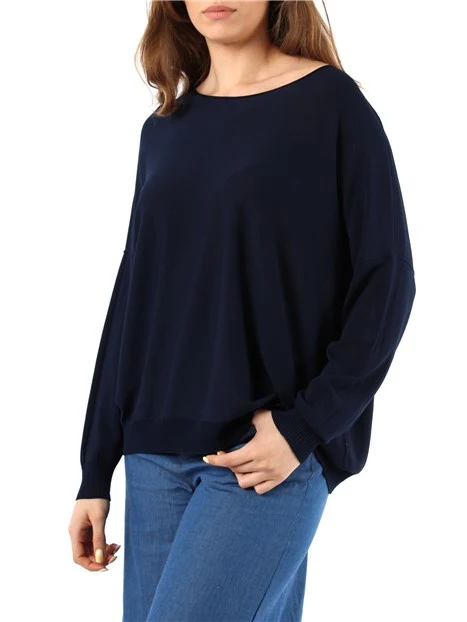 MAGLIA OVER CON SCOLLO A BARCA DONNA BLU