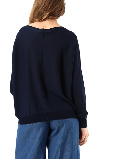 MAGLIA OVER CON SCOLLO A BARCA DONNA BLU