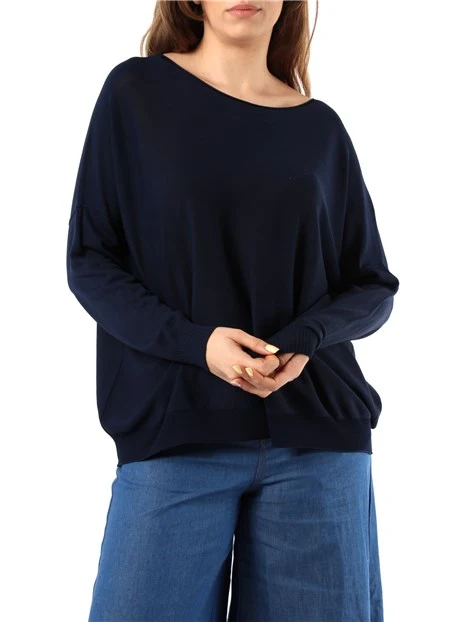 MAGLIA OVER CON SCOLLO A BARCA DONNA BLU