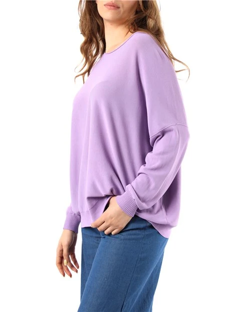 MAGLIA OVER CON SCOLLO A BARCA DONNA LILLA