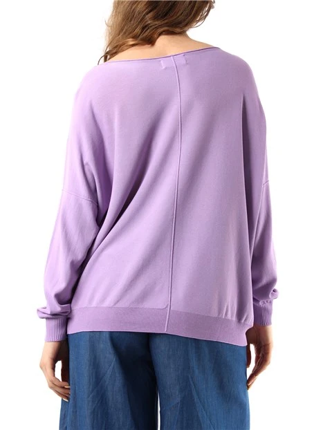 MAGLIA OVER CON SCOLLO A BARCA DONNA LILLA