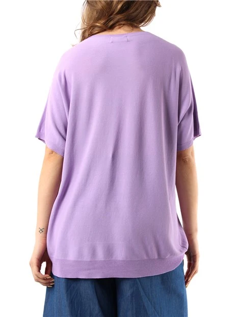 MAGLIA GIROCOLLO A MANICHE CORTE DONNA LILLA