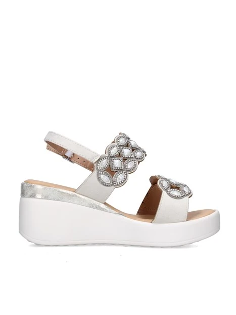 SANDALI CON ZEPPA 019255 DONNA BIANCO