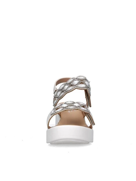 SANDALI CON ZEPPA 019255 DONNA BIANCO
