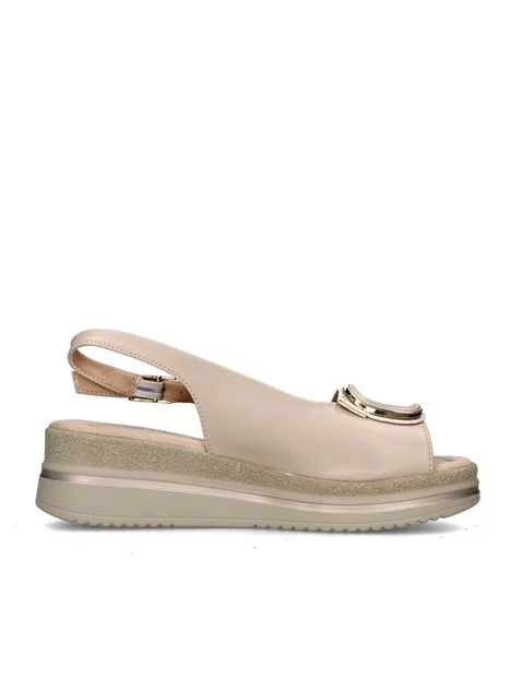 SANDALI CON ZEPPA V32104 DONNA BEIGE