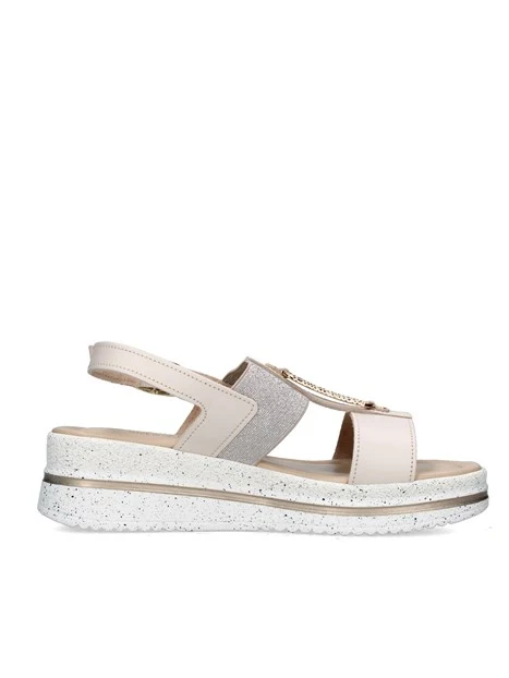 SANDALI CON ZEPPA V32120 DONNA ECRU