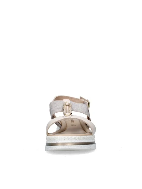 SANDALI CON ZEPPA V32120 DONNA ECRU