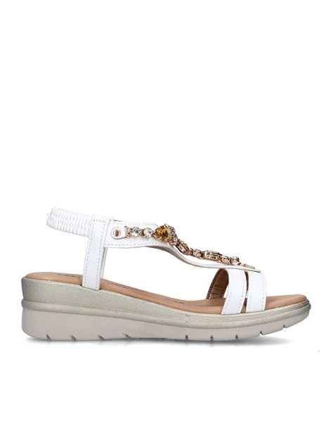 SANDALI CON ZEPPA 55563 DONNA BIANCO
