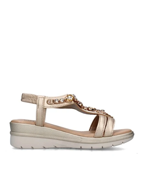SANDALI CON ZEPPA 55563 DONNA ORO