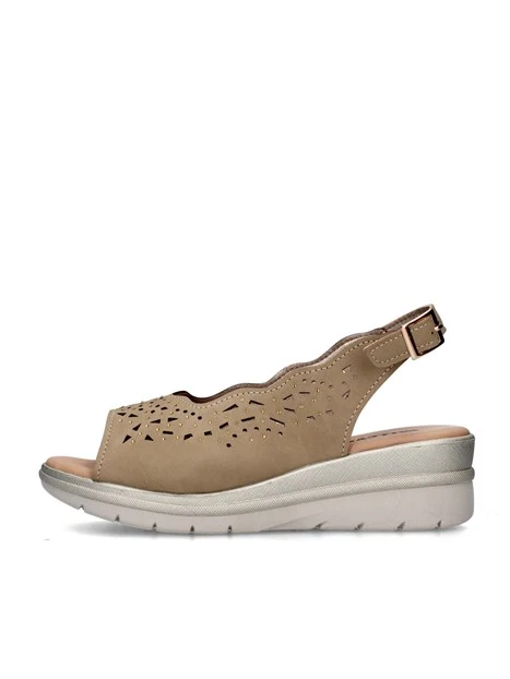 SANDALI CON ZEPPA 55564 DONNA BEIGE