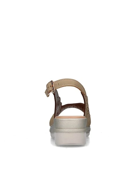 SANDALI CON ZEPPA 55564 DONNA BEIGE