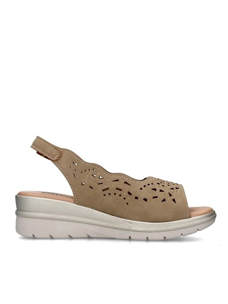 SANDALI CON ZEPPA 55564 DONNA BEIGE