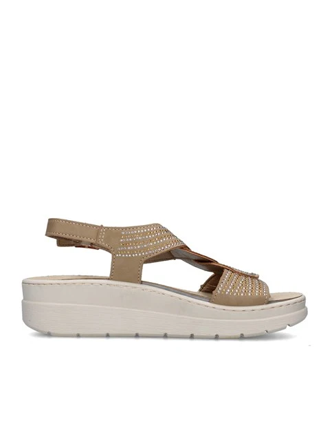 SANDALI CON ZEPPA 55602 DONNA BEIGE