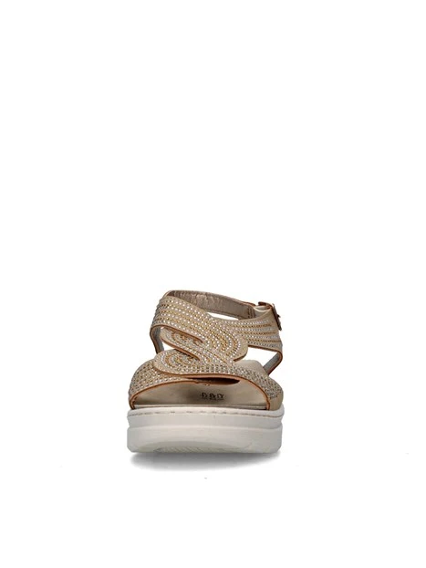 SANDALI CON ZEPPA 55602 DONNA BEIGE