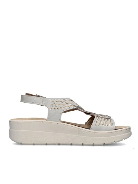 SANDALI CON ZEPPA 55602 DONNA BIANCO SPORCO