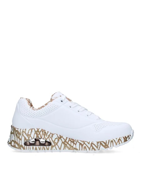 SNEAKERS BASSE UNO - LOVING LOVE DONNA BIANCO ORO