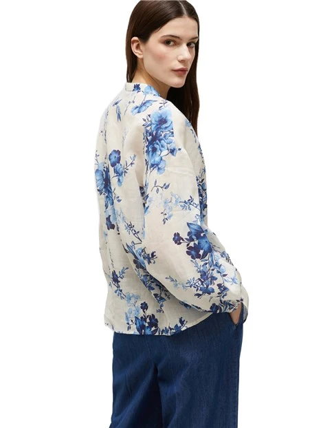 BLUSA A FANTASIA IN RAMIE DONNA BIANCO BLU