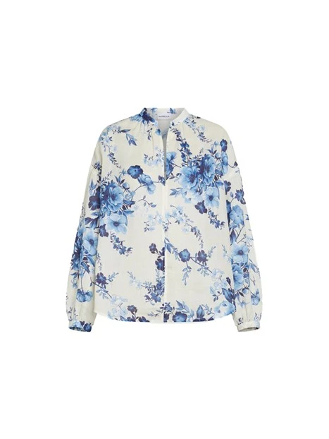 BLUSA A FANTASIA IN RAMIE DONNA BIANCO BLU