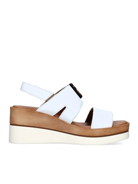 SANDALI CON ZEPPA TS71184 DONNA BIANCO