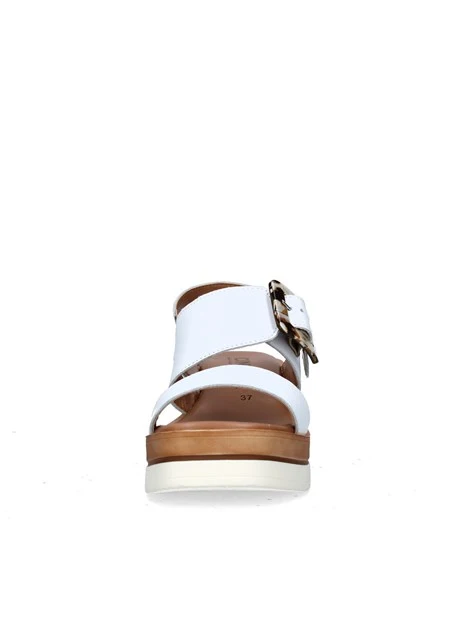 SANDALI CON ZEPPA TS71184 DONNA BIANCO