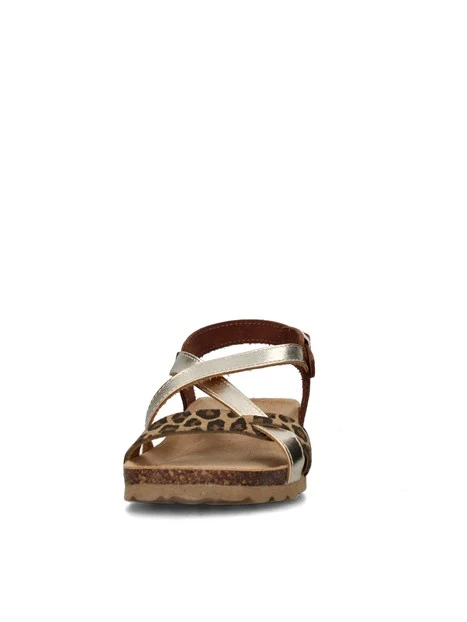 SANDALI CON ZEPPA 12A826 DONNA BEIGE ORO