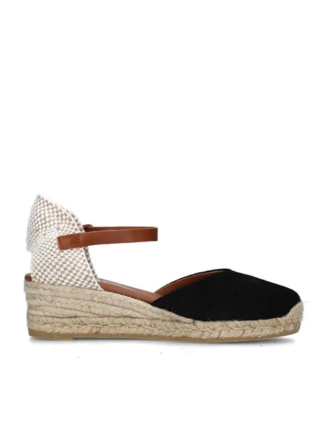 SANDALI CON ZEPPA 1757 ESPADRILLAS DONNA NERO