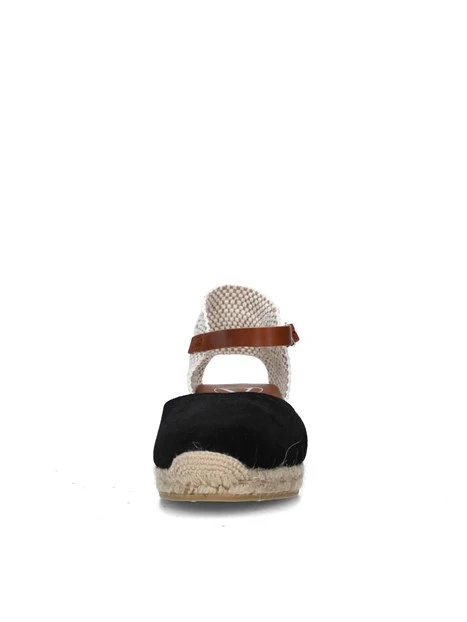 SANDALI CON ZEPPA 1757 ESPADRILLAS DONNA NERO