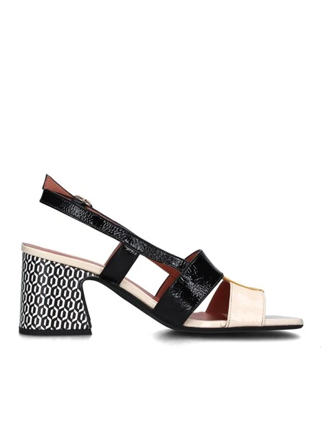 SANDALI TACCO ALTO D104Z DONNA BIANCO NERO