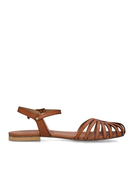 SANDALI TACCO BASSO V-LAMPEDUSA DONNA CUOIO