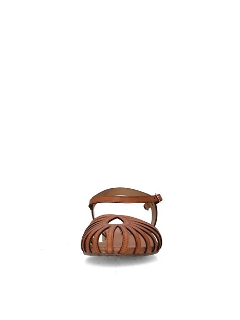 SANDALI TACCO BASSO V-LAMPEDUSA DONNA CUOIO