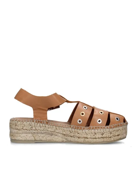 SANDALI CON ZEPPA CHERLIN ESPADRILLAS DONNA BEIGE SCURO