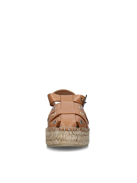 SANDALI CON ZEPPA CHERLIN ESPADRILLAS DONNA BEIGE SCURO
