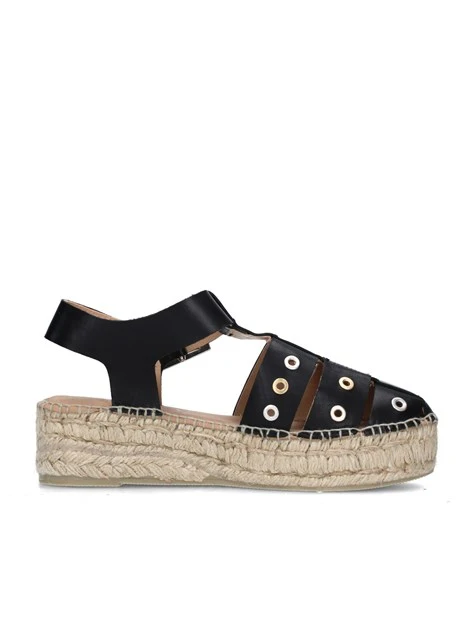SANDALI CON ZEPPA CHERLIN ESPADRILLAS DONNA NERO