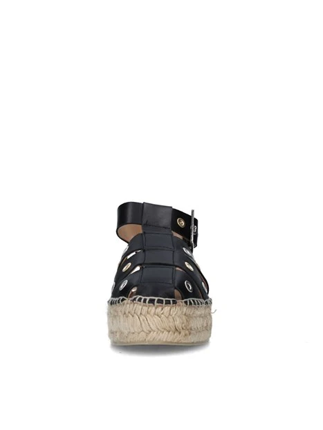 SANDALI CON ZEPPA CHERLIN ESPADRILLAS DONNA NERO