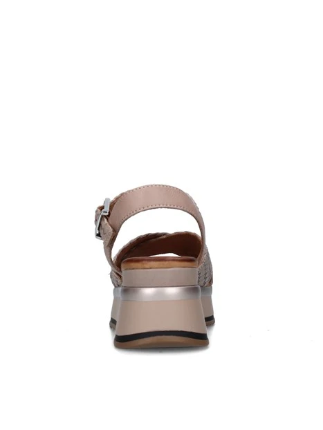 SANDALI CON ZEPPA A98020 DONNA BEIGE SCURO