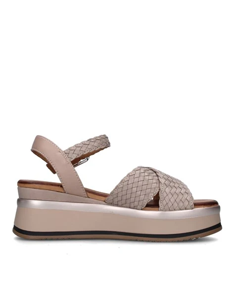 SANDALI CON ZEPPA A98020 DONNA BEIGE SCURO