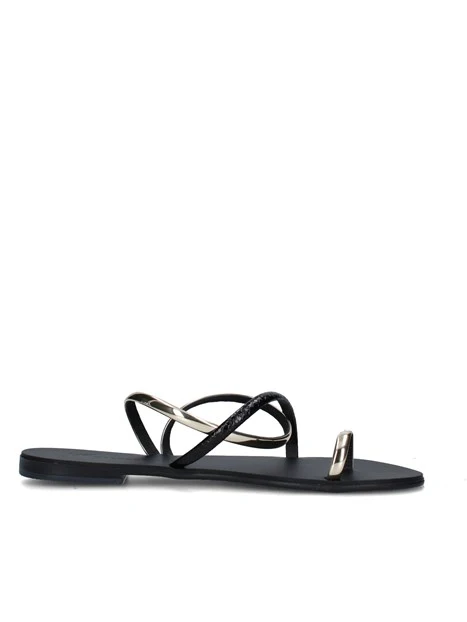 SANDALI TACCO BASSO 63-T DONNA NERO