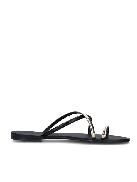SANDALI TACCO BASSO 5L-T DONNA NERO