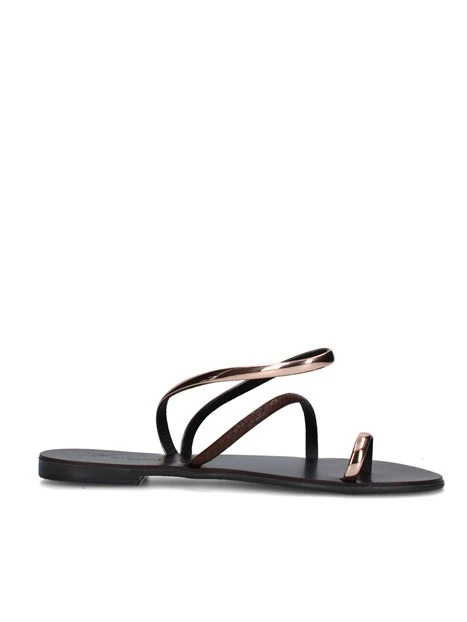 SANDALI TACCO BASSO 63-T DONNA MARRONE