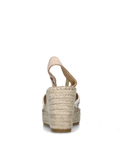 SANDALI CON ZEPPA 18400 ESPADRILLAS DONNA BEIGE BIANCO