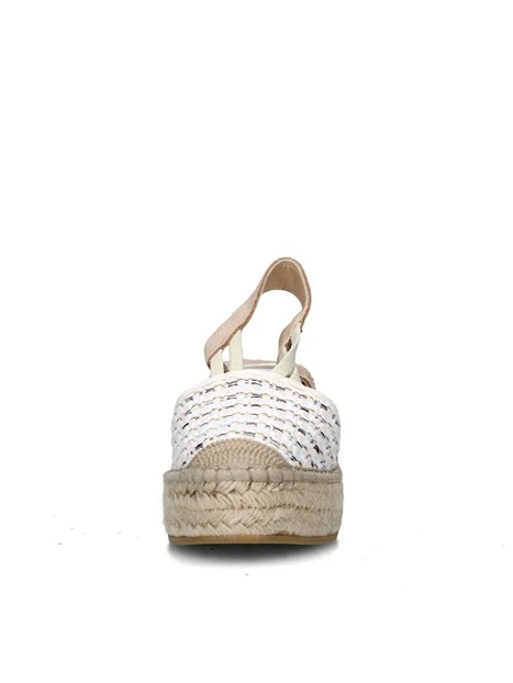 SANDALI CON ZEPPA 18400 ESPADRILLAS DONNA BEIGE BIANCO