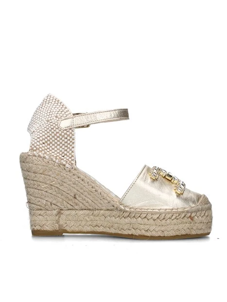 SANDALI CON ZEPPA 06936 ESPADRILLAS DONNA ORO