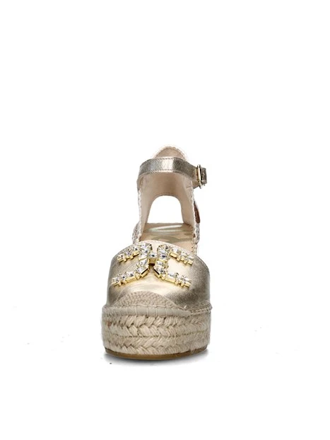 SANDALI CON ZEPPA 06936 ESPADRILLAS DONNA ORO